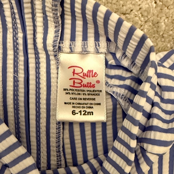 Ruffle Butts Blue and White Striped Rashguard Set - Picture 4 of 4